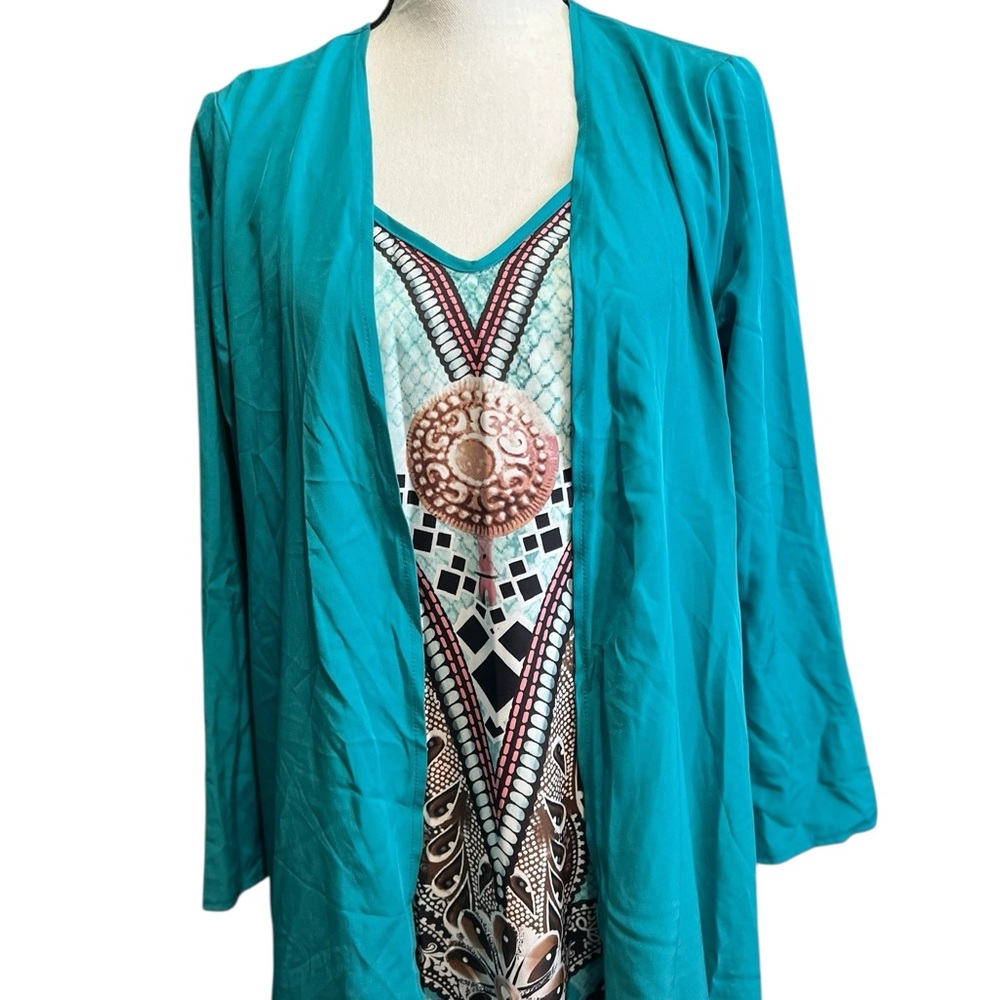 2pc New Teal Maxi Dress with Cardigan Sz M/L - Picture 4 of 13